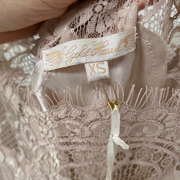 NWT Gold Hawk Gigi Lace Silk Mini Summer Dress Pale Mauve Size XS RRP $295 - Picture 3 of 13